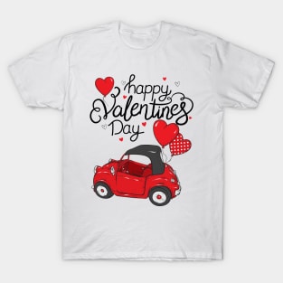 Red Truck With Hearts Happy Valentine's Day Gifts For Girls Women T-Shirt